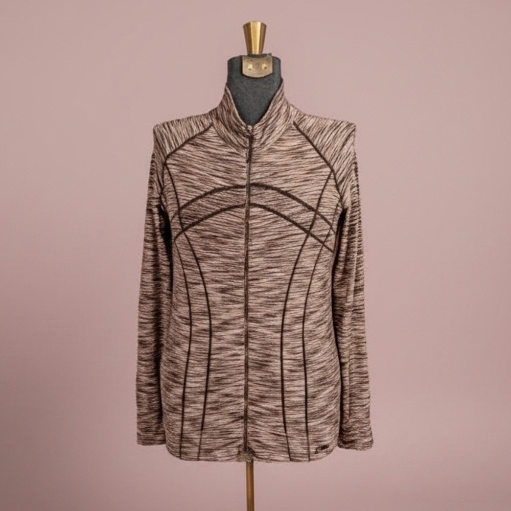 Marika Heathered Maroon & Grey Full-Zip Jacket Size L